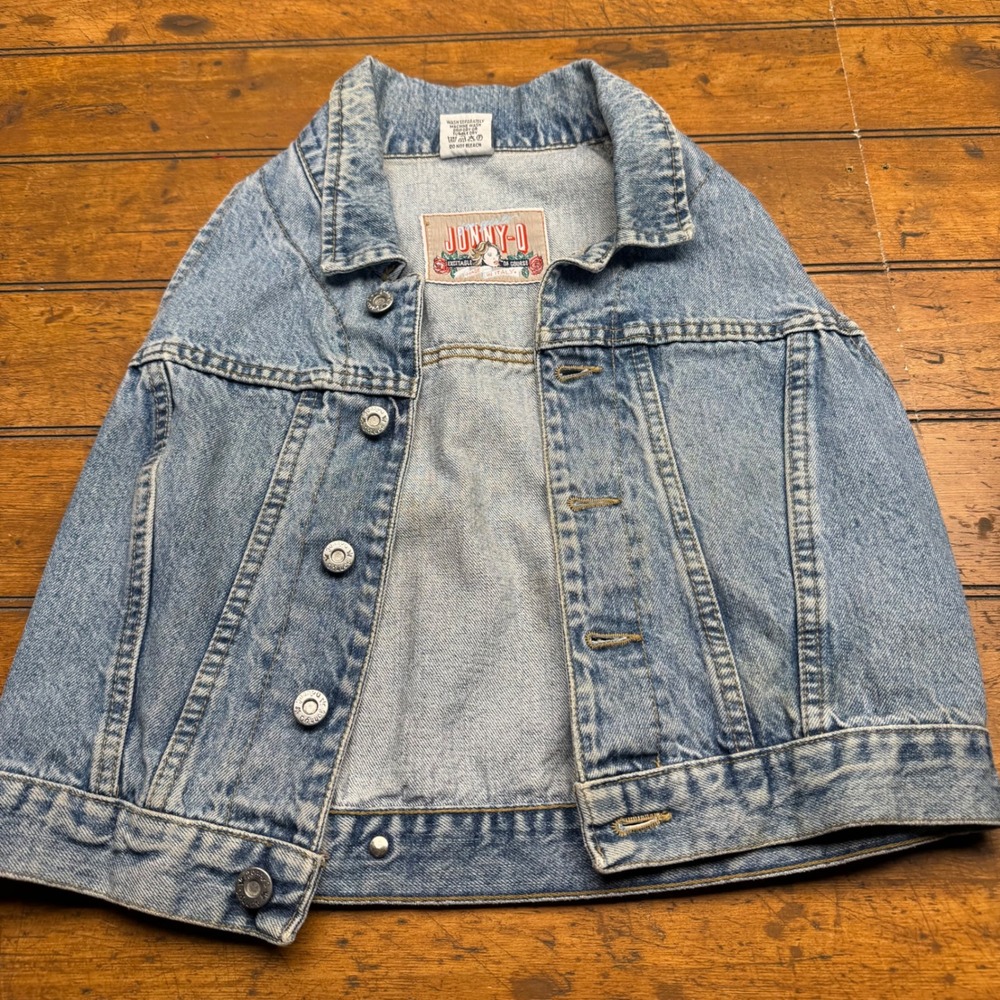 JONNY-O Denim Vest Women Size M Distressed Blue Jean Made in Italy‎